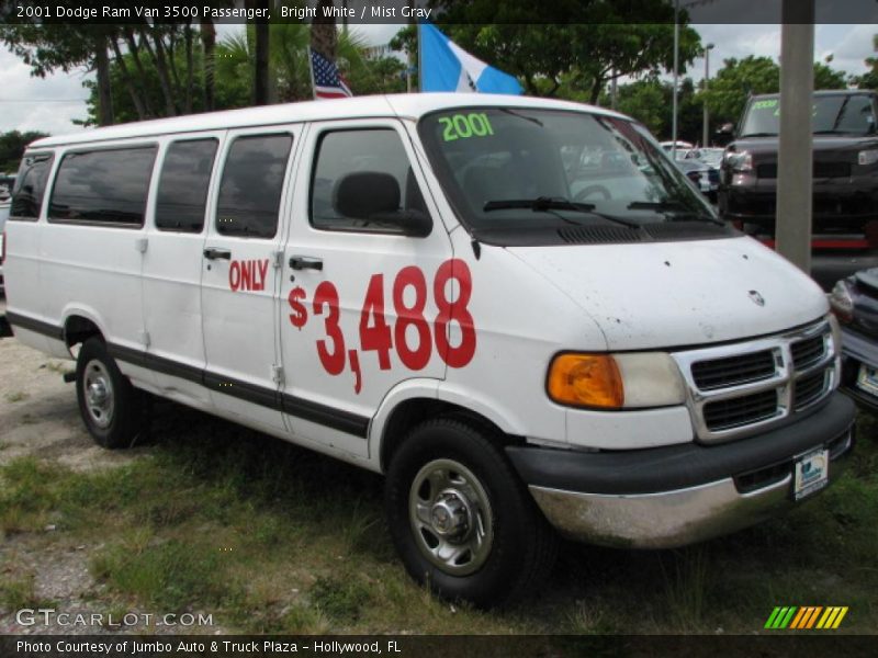 Bright White / Mist Gray 2001 Dodge Ram Van 3500 Passenger