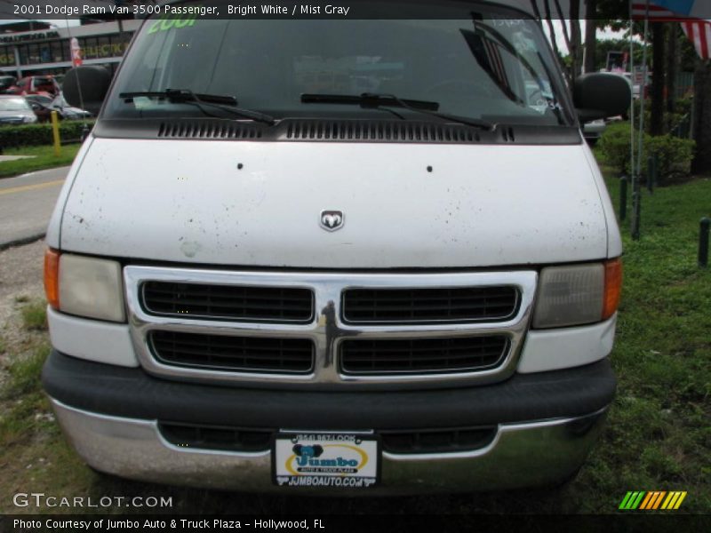 Bright White / Mist Gray 2001 Dodge Ram Van 3500 Passenger