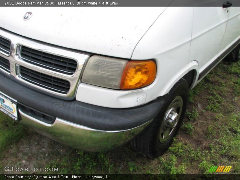 Bright White / Mist Gray 2001 Dodge Ram Van 3500 Passenger