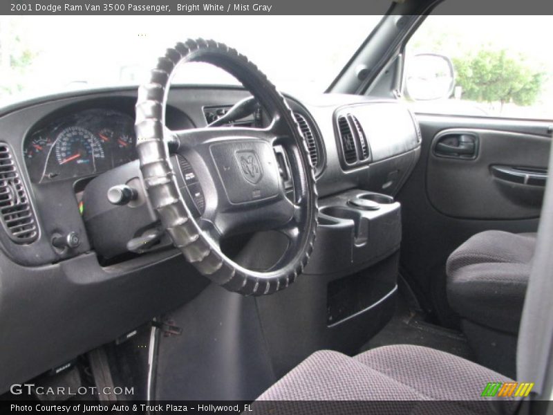Bright White / Mist Gray 2001 Dodge Ram Van 3500 Passenger