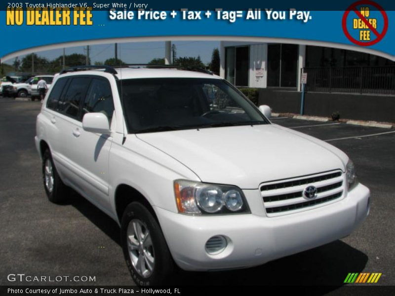 Super White / Ivory 2003 Toyota Highlander V6