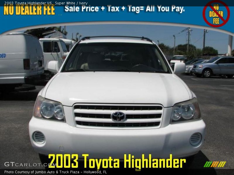 Super White / Ivory 2003 Toyota Highlander V6