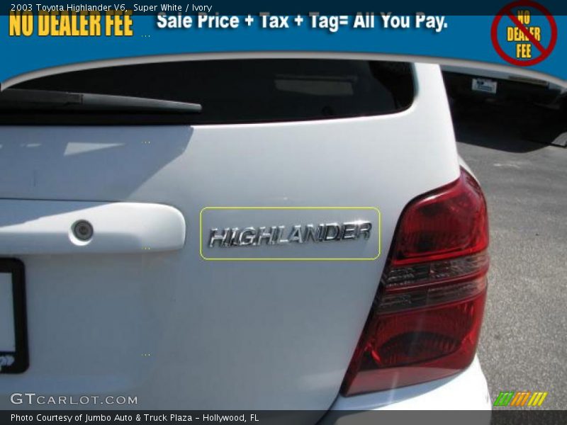 Super White / Ivory 2003 Toyota Highlander V6