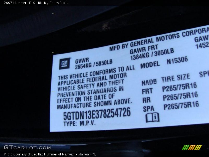 Black / Ebony Black 2007 Hummer H3 X