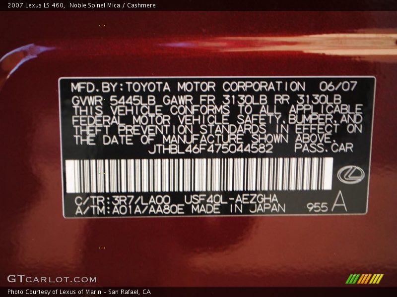 Noble Spinel Mica / Cashmere 2007 Lexus LS 460