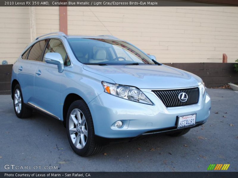Cerulean Blue Metallic / Light Gray/Espresso Birds-Eye Maple 2010 Lexus RX 350 AWD