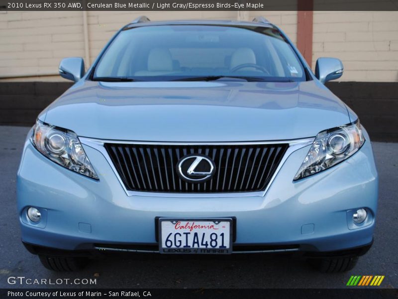 Cerulean Blue Metallic / Light Gray/Espresso Birds-Eye Maple 2010 Lexus RX 350 AWD