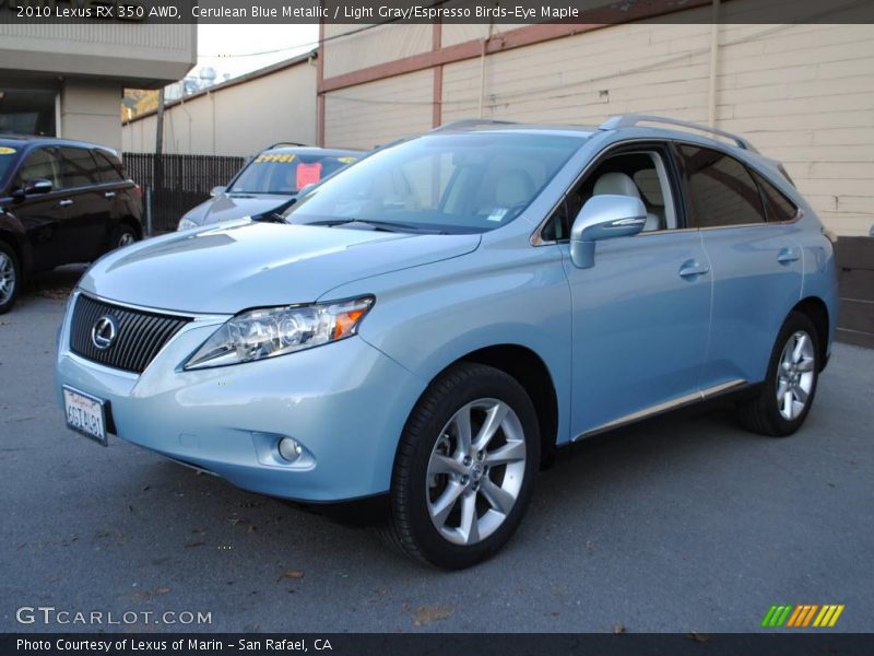 Cerulean Blue Metallic / Light Gray/Espresso Birds-Eye Maple 2010 Lexus RX 350 AWD