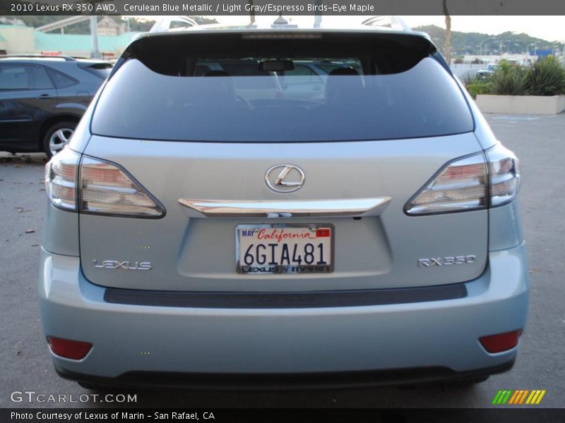Cerulean Blue Metallic / Light Gray/Espresso Birds-Eye Maple 2010 Lexus RX 350 AWD