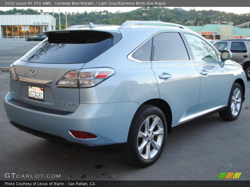Cerulean Blue Metallic / Light Gray/Espresso Birds-Eye Maple 2010 Lexus RX 350 AWD