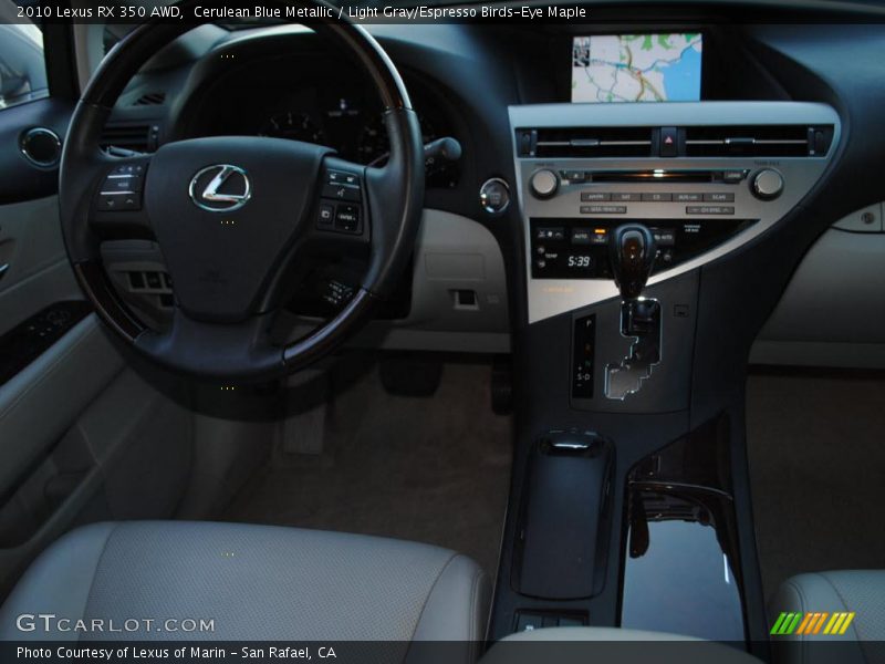 Cerulean Blue Metallic / Light Gray/Espresso Birds-Eye Maple 2010 Lexus RX 350 AWD
