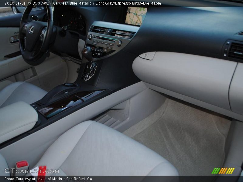 Cerulean Blue Metallic / Light Gray/Espresso Birds-Eye Maple 2010 Lexus RX 350 AWD