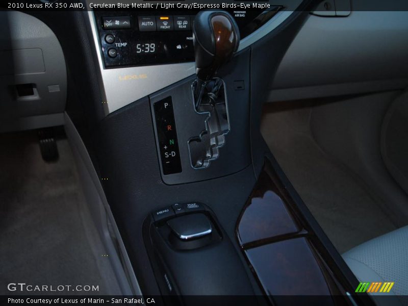 Cerulean Blue Metallic / Light Gray/Espresso Birds-Eye Maple 2010 Lexus RX 350 AWD
