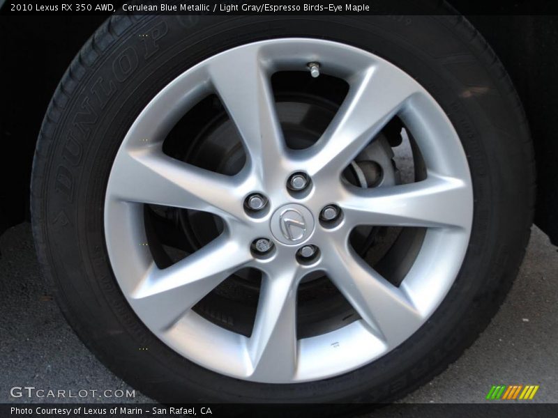 Cerulean Blue Metallic / Light Gray/Espresso Birds-Eye Maple 2010 Lexus RX 350 AWD