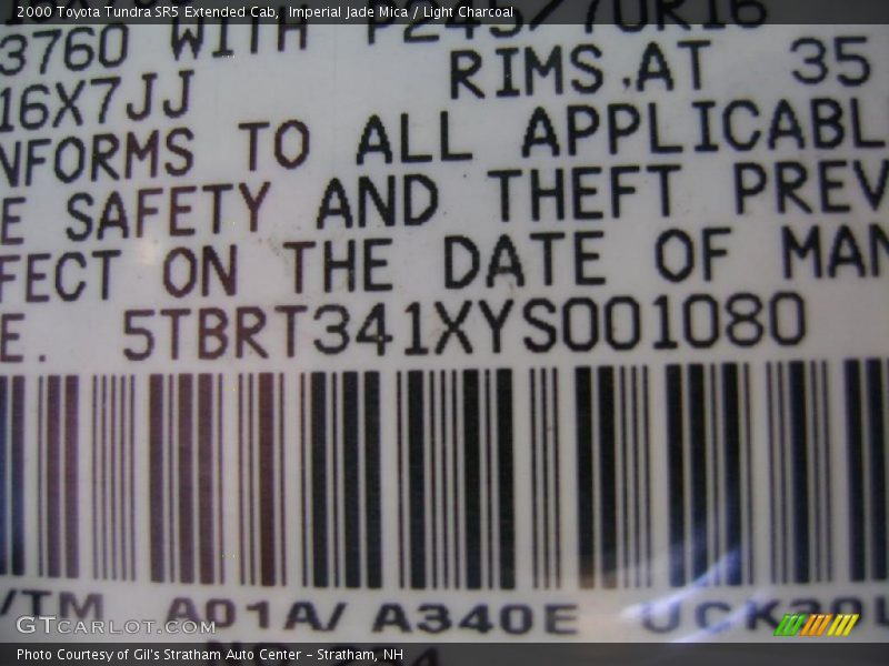 Imperial Jade Mica / Light Charcoal 2000 Toyota Tundra SR5 Extended Cab