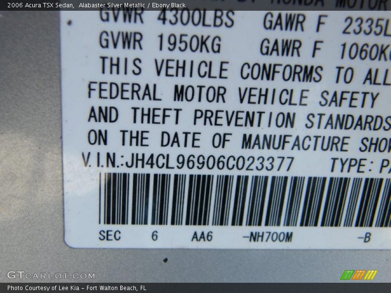 Alabaster Silver Metallic / Ebony Black 2006 Acura TSX Sedan