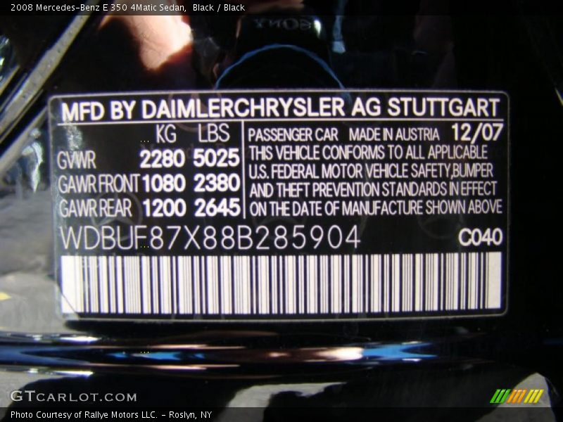 Black / Black 2008 Mercedes-Benz E 350 4Matic Sedan