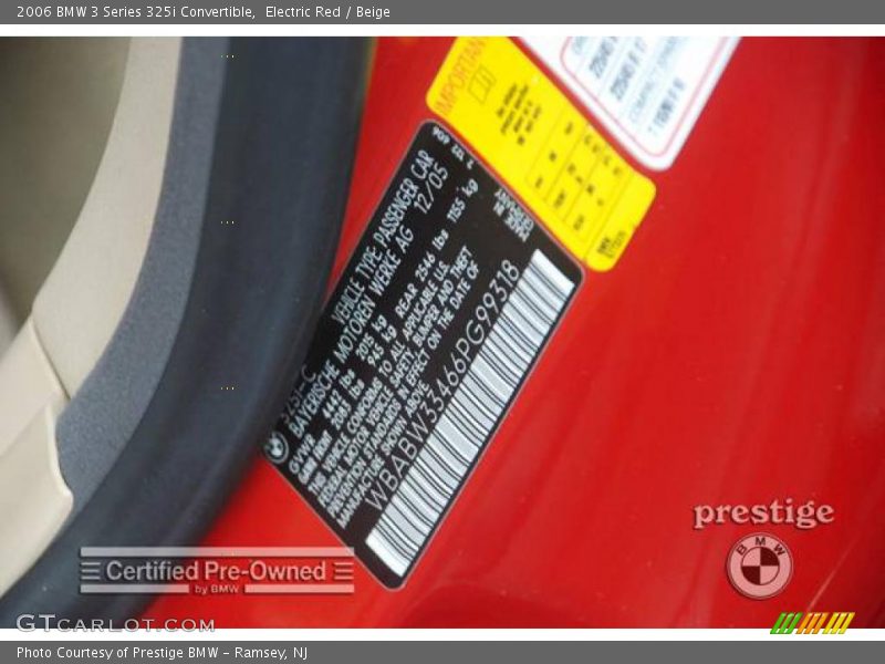 Electric Red / Beige 2006 BMW 3 Series 325i Convertible