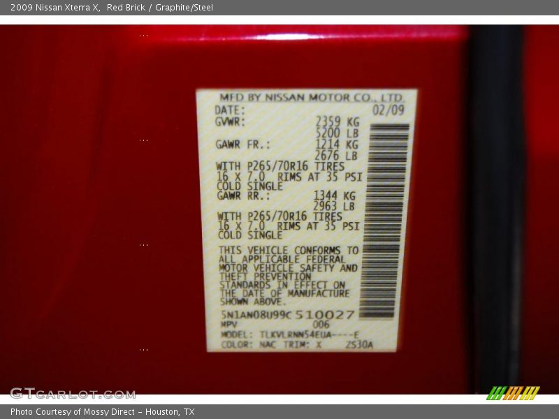 Red Brick / Graphite/Steel 2009 Nissan Xterra X