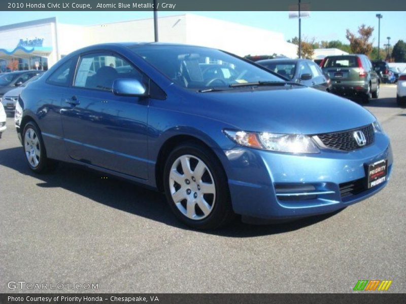 Atomic Blue Metallic / Gray 2010 Honda Civic LX Coupe