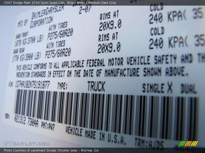Bright White / Medium Slate Gray 2007 Dodge Ram 1500 Sport Quad Cab