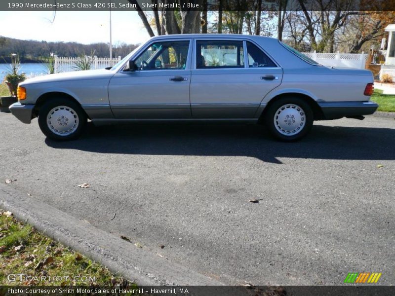 Silver Metallic / Blue 1990 Mercedes-Benz S Class 420 SEL Sedan