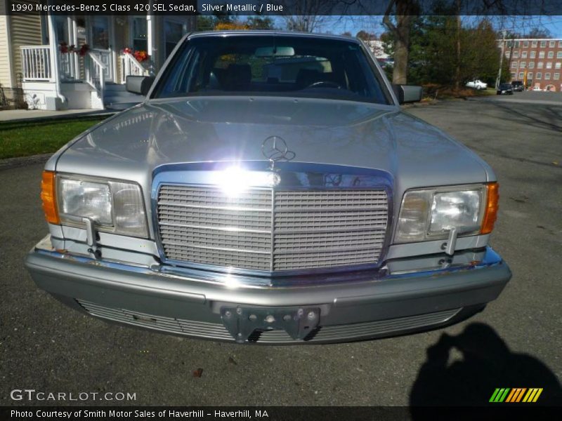 Silver Metallic / Blue 1990 Mercedes-Benz S Class 420 SEL Sedan