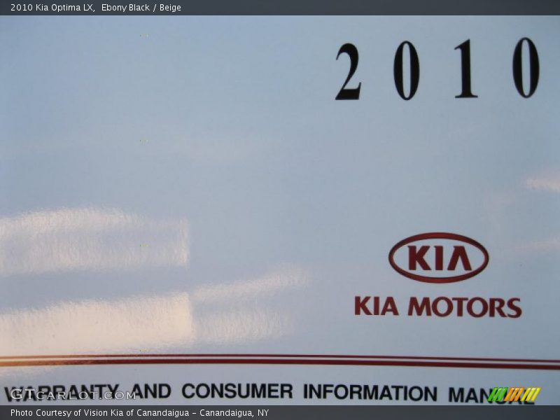 Ebony Black / Beige 2010 Kia Optima LX