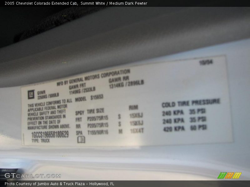 Summit White / Medium Dark Pewter 2005 Chevrolet Colorado Extended Cab