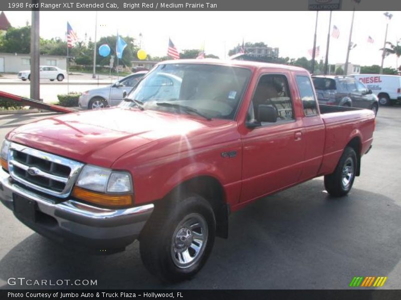 Bright Red / Medium Prairie Tan 1998 Ford Ranger XLT Extended Cab