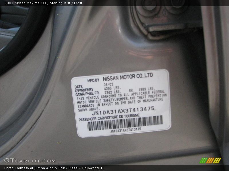 Sterling Mist / Frost 2003 Nissan Maxima GLE