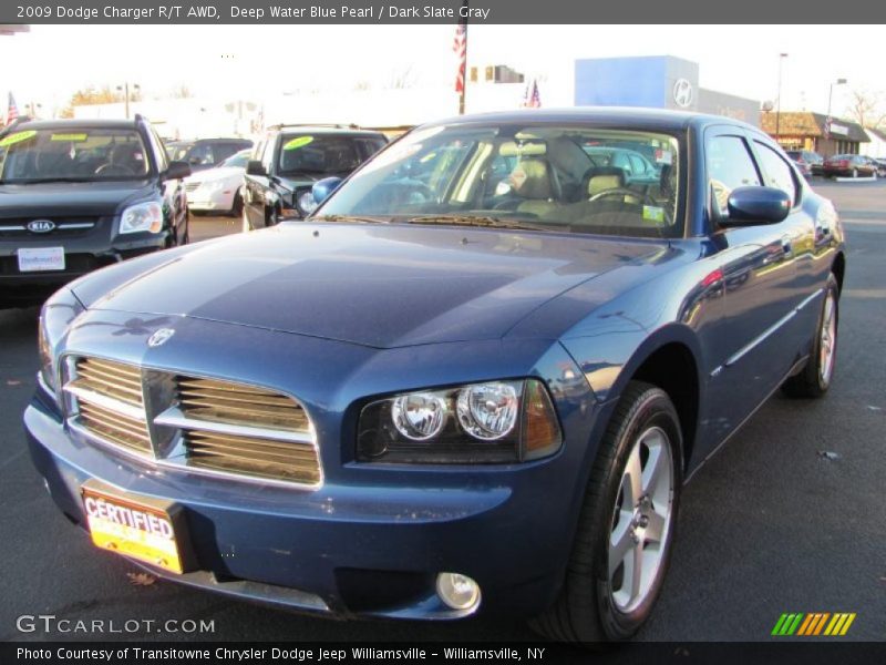 Deep Water Blue Pearl / Dark Slate Gray 2009 Dodge Charger R/T AWD