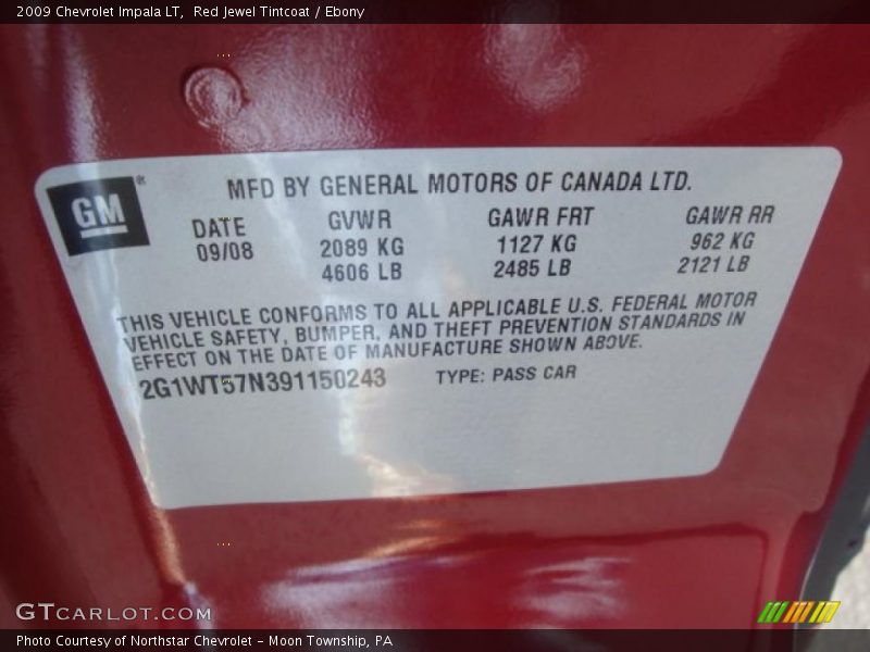 Red Jewel Tintcoat / Ebony 2009 Chevrolet Impala LT