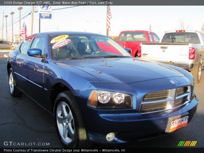 Deep Water Blue Pearl / Dark Slate Gray 2009 Dodge Charger R/T AWD