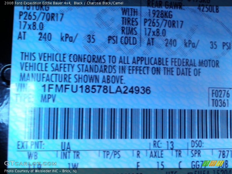 Black / Charcoal Black/Camel 2008 Ford Expedition Eddie Bauer 4x4