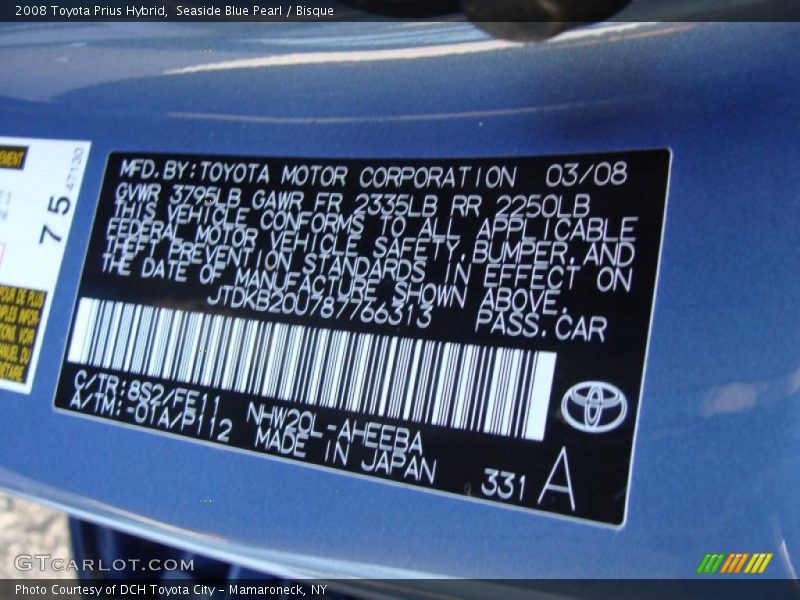 Seaside Blue Pearl / Bisque 2008 Toyota Prius Hybrid