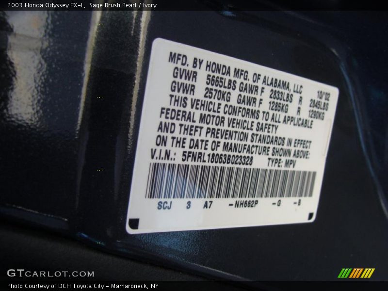 Sage Brush Pearl / Ivory 2003 Honda Odyssey EX-L
