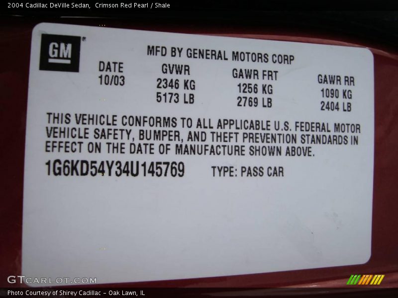 Crimson Red Pearl / Shale 2004 Cadillac DeVille Sedan