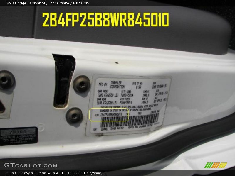 Stone White / Mist Gray 1998 Dodge Caravan SE