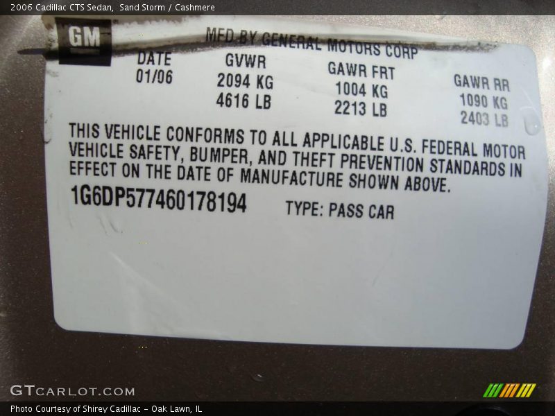 Sand Storm / Cashmere 2006 Cadillac CTS Sedan