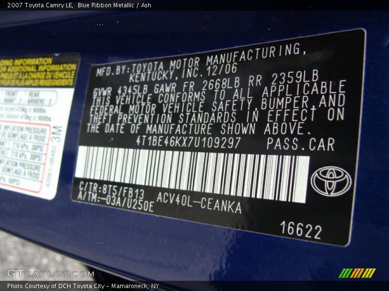 Blue Ribbon Metallic / Ash 2007 Toyota Camry LE