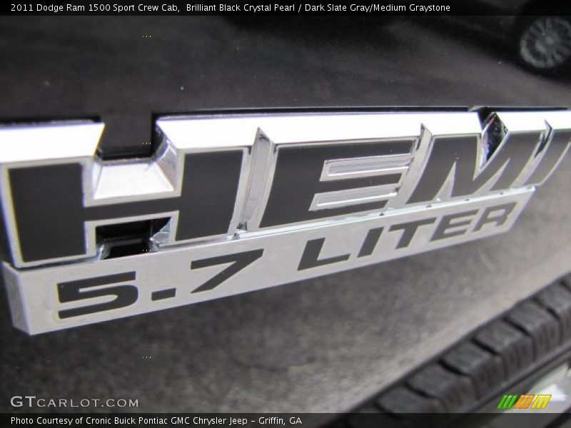 Brilliant Black Crystal Pearl / Dark Slate Gray/Medium Graystone 2011 Dodge Ram 1500 Sport Crew Cab