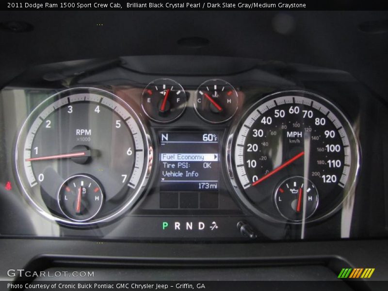 Brilliant Black Crystal Pearl / Dark Slate Gray/Medium Graystone 2011 Dodge Ram 1500 Sport Crew Cab
