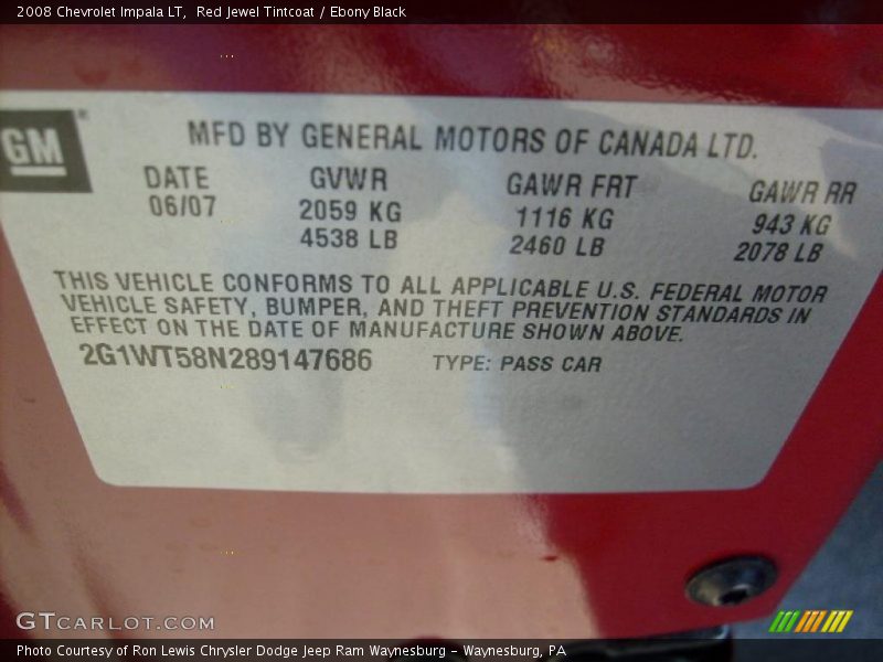 Red Jewel Tintcoat / Ebony Black 2008 Chevrolet Impala LT