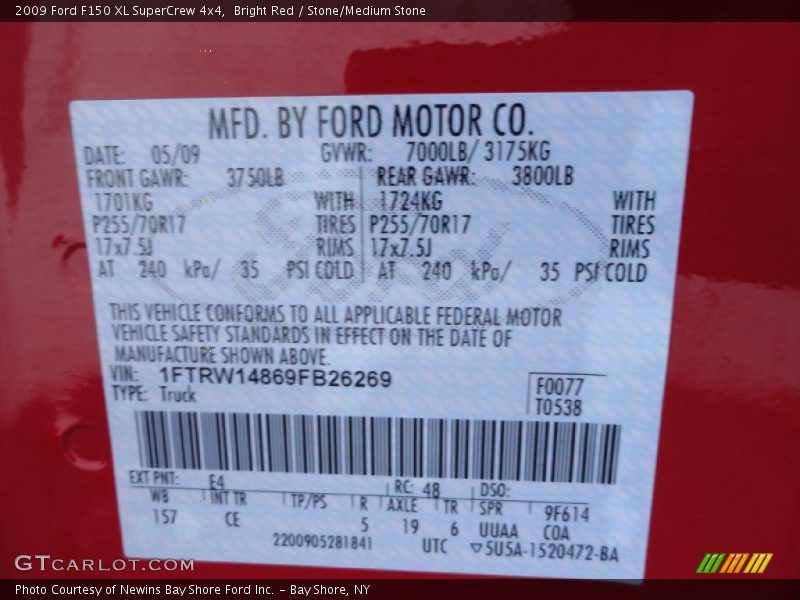 2009 F150 XL SuperCrew 4x4 Bright Red Color Code E4