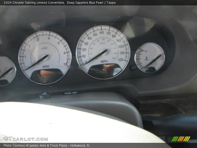 Deep Sapphire Blue Pearl / Taupe 2004 Chrysler Sebring Limited Convertible