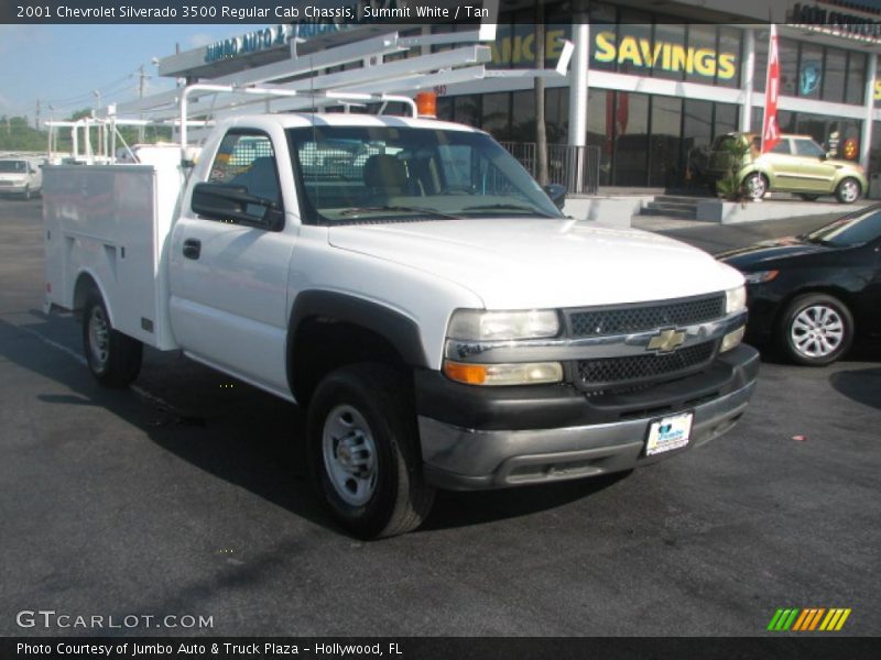 Summit White / Tan 2001 Chevrolet Silverado 3500 Regular Cab Chassis