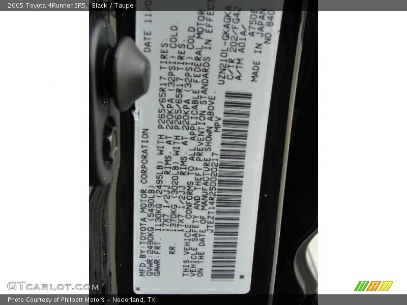 Black / Taupe 2005 Toyota 4Runner SR5