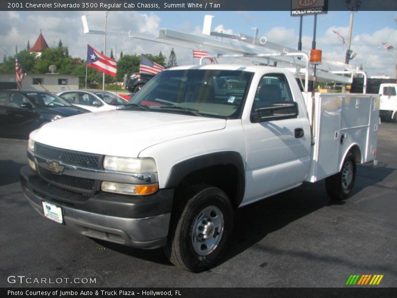 Summit White / Tan 2001 Chevrolet Silverado 3500 Regular Cab Chassis