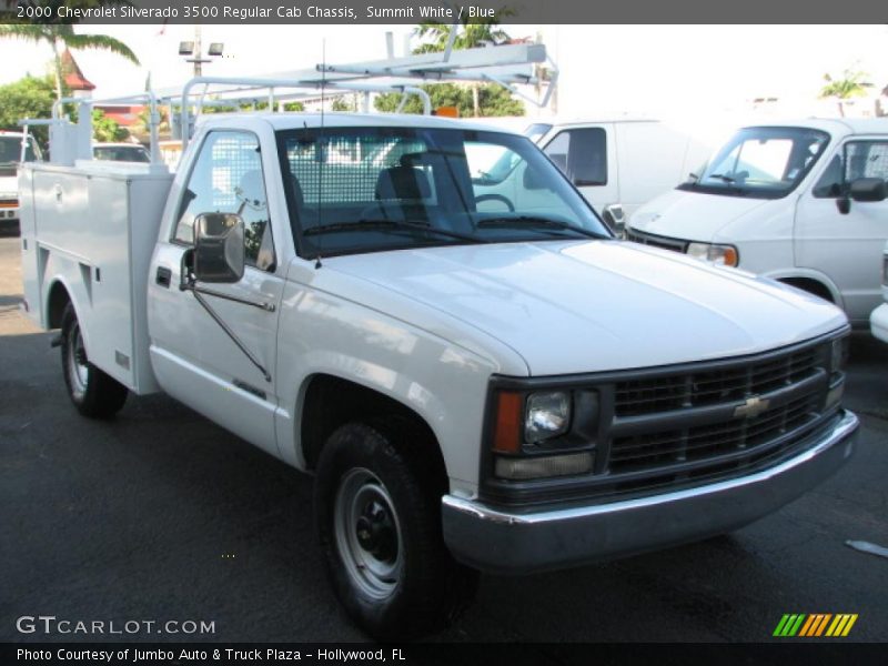 Summit White / Blue 2000 Chevrolet Silverado 3500 Regular Cab Chassis